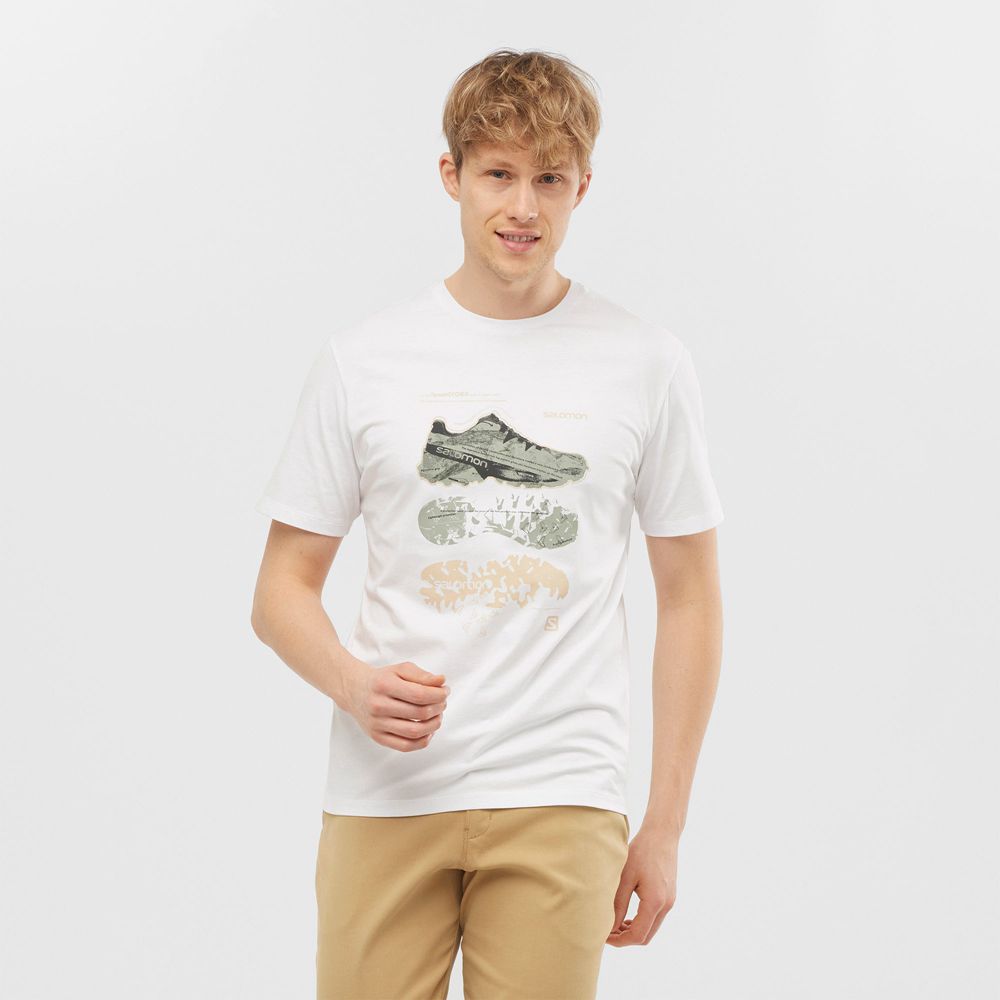 Salomon OUTLIFE GRAPHIC BLUEPRINT SS M Camisetas Hombre - Blancas - Colombia (58174-AGFT)